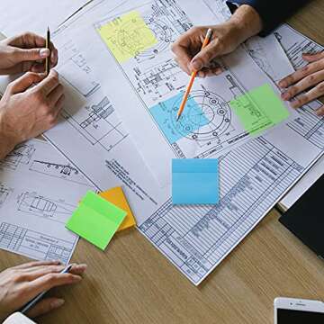 Epakh 600 Sheets 12 Pads 3 x 3 Inch Transparent Sticky Notes Self-Adhesive Translucent Sticky Notes for Bible Office School Message Reminder