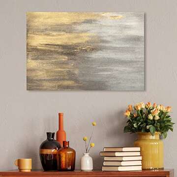 The Oliver Gal Artist Co. Oliver Gal 'Into The Night' Gray Abstract Wall Art Print Premium Canvas 30" x 20" Gold