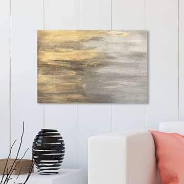 The Oliver Gal Artist Co. Oliver Gal 'Into The Night' Gray Abstract Wall Art Print Premium Canvas 30" x 20" Gold