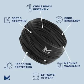 MISSION Cooling Multi-Use Neck Gaiter, Black - Lightweight & Durable - Cools Up to 2 Hours - UPF 50 ...