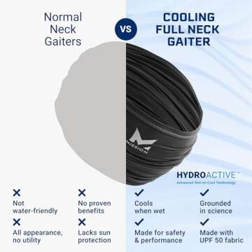 MISSION Cooling Multi-Use Neck Gaiter, Black - Lightweight & Durable - Cools Up to 2 Hours - UPF 50 Sun Protection - Machine Washable