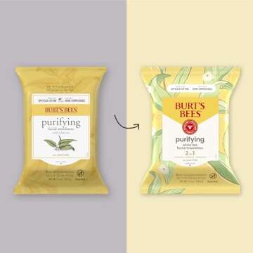 Burt's Bees Valentines Day Gifts, White Tea Face Wipes, for Sensitive Skin, Soothing Makeup Remover ...