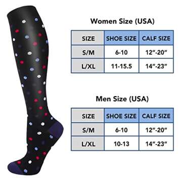 CTHH 7 Pairs Compression Socks for Women & Men Circulation Support Knee High Socks (02 Blue/Black/Red/Shark, Small-Medium)