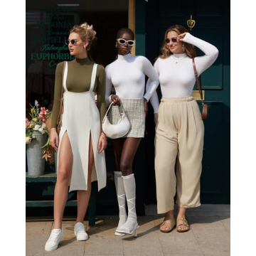 MANGOPOP Elegant Mock Turtle Neck Bodysuit for Women