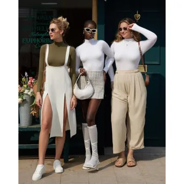 MANGOPOP Elegant Mock Turtle Neck Bodysuit for Women