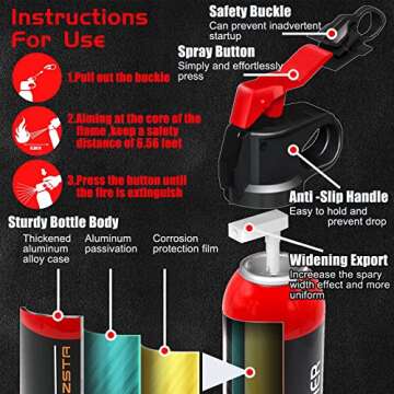 JOSEOZSTA Fire Extinguisher(2 Count)-Extinguisher for Home, car, Work, Camping,Boat-Suitable for Extinguishing Solid Material Fires, Liquid Fires, Charged Material Fires, Cooking Fires (RED)