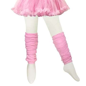 Bowbear Little Girls 3 Pair Layered Ruffles Leg Warmers, White, Black, Pink