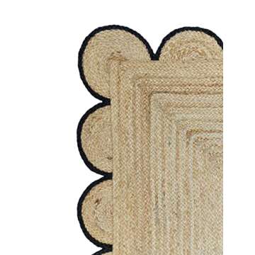 Weaving Village Scalloped Natural Jute Area Rug, Black Trim, 8'x10'