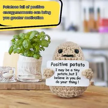 Airevesket Mini Funny Positive Potato, Cute Wool Funny Knitted Positive Potato, Positive Gifts Funny Gifts Positive Potato for New Year Gift Birthday Gifts Party Decoration Encouragement