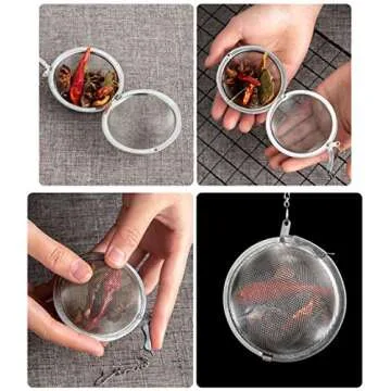 Mayata 3pcs Stainless steel fine mesh seasoning ball kitchen soup spice stew filter kitchen tool met...