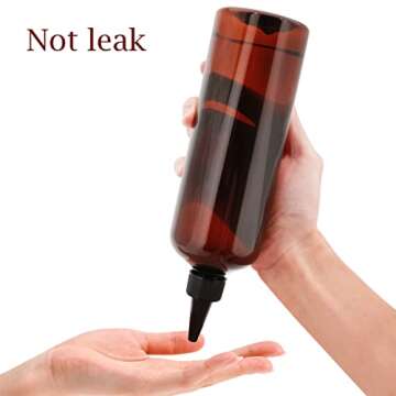 Cosywell Applicator Bottle for Hair Squeeze Bottle 2 Pack 16 Ounce Oil Bottles for Hair Dye Bottle with Cap PET Plastic Refillable Bottles Brown