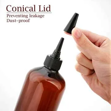 Cosywell Applicator Bottle for Hair Squeeze Bottle 2 Pack 16 Ounce Oil Bottles for Hair Dye Bottle with Cap PET Plastic Refillable Bottles Brown