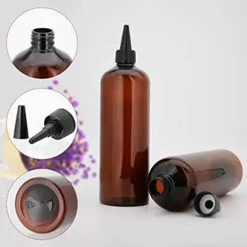 Cosywell Applicator Bottle for Hair Squeeze Bottle 2 Pack 16 Ounce Oil Bottles for Hair Dye Bottle with Cap PET Plastic Refillable Bottles Brown