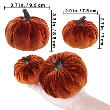 Winlyn Velvet Pumpkins for Autumn Decor Set of 16