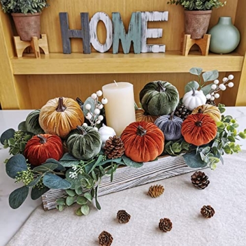 Winlyn Velvet Pumpkins for Autumn Decor Set of 16