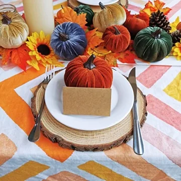 Winlyn Velvet Pumpkins for Autumn Decor Set of 16