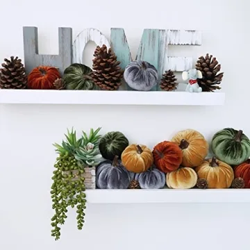 Winlyn Velvet Pumpkins for Autumn Decor Set of 16