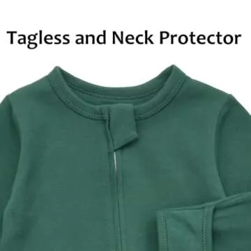 Aablexema Baby Footie Pajama with Mitten Cuffs, Double Zipper Infant Cotton clothes Sleeper Pjs, Footed Sleep Play(White & Green & Khaki,3-6 Months)