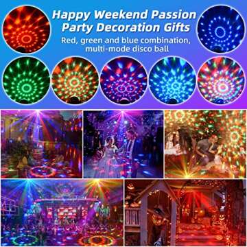 2-Pack Disco Ball Party Light, Sound Activated DJ Lights with Remote - RGB Strobe Lamp - LED Stage P...