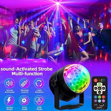 2-Pack Disco Ball Party Light, Sound Activated DJ Lights with Remote - RGB Strobe Lamp - LED Stage Par Light for Home Room Karaoke Christmas Halloween Decorations Wedding Club Decor