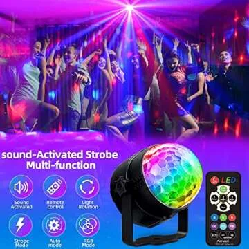 2-Pack Disco Ball Party Light, Sound Activated DJ Lights with Remote - RGB Strobe Lamp - LED Stage Par Light for Home Room Karaoke Christmas Halloween Decorations Wedding Club Decor