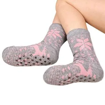 FRALOSHA Cozy Winter Slipper Socks with Grippers