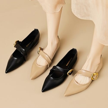 Stylish Zeberfi Leather Mary Jane Flats for Women