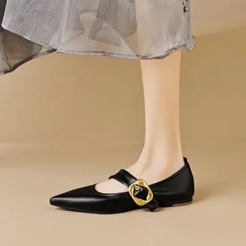 Stylish Zeberfi Leather Mary Jane Flats for Women