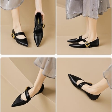 Stylish Zeberfi Leather Mary Jane Flats for Women