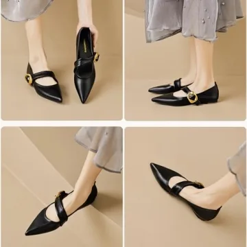 Stylish Zeberfi Leather Mary Jane Flats for Women