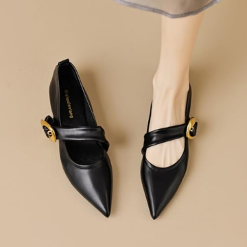 Stylish Zeberfi Leather Mary Jane Flats for Women