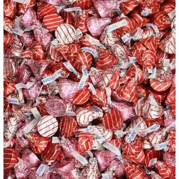 Hershey's Valentine's Day Hugs Mix - Bulk Candy, 2 LB, Approx. 200 pcs - Chocolate Individually Wrap...