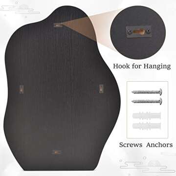 HARRITPURE Irregular Bathroom Mirror 20"x28" Black Modern Wall Mirror Wood Framed Asymmetrical Decorative Mirrors for Bedroom Living Room Entryway