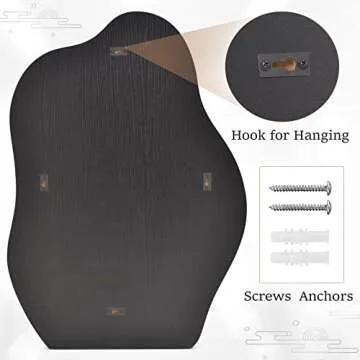 HARRITPURE Irregular Bathroom Mirror 20"x28" Black Modern Wall Mirror Wood Framed Asymmetrical Decorative Mirrors for Bedroom Living Room Entryway