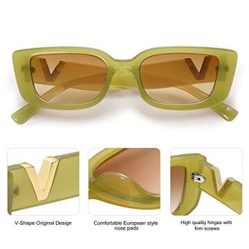 Trendy Allarallvr Rectangle Cat Eye Sunglasses for Women