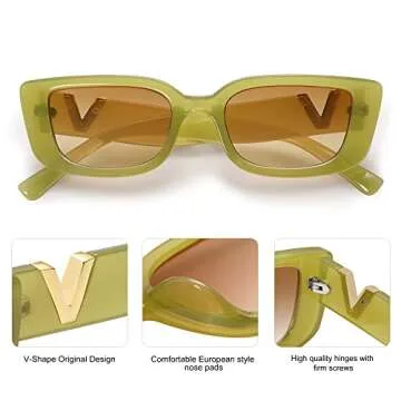 Trendy Allarallvr Rectangle Cat Eye Sunglasses for Women