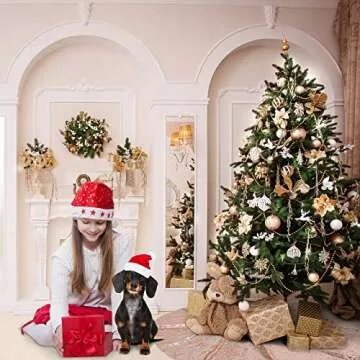 Christmas Tree Skirt 48 Inches Rose Gold Sequin Tree Skirts Large Glitter Tree Skirts for 6ft Xmas Trees Indoor or Outdoor