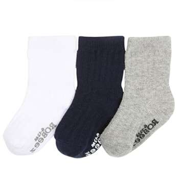 Robeez Boy's Baby, Infant, Toddler Soft Cotton Non-Slip Socks/Kickproof Seamless Design (3 Pack)
