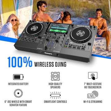 Numark Mixstream Pro Go Portable DJ Controller with Battery, Mixer with Stem Separation, Speakers, W...
