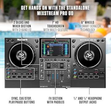 Numark Mixstream Pro Go Portable DJ Controller - Wireless & Versatile