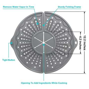 Silicone Splatter Screen For 10, 11 and 12 Inch Frying Pan, Foldable Splash Guard, Multi-Use Grease ...