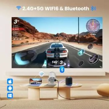 HIPPUS Mini Projector with WiFi and Bluetooth, Auto Keystone Ceiling Projector,Upgraded 350ANSI, Smart Projector with Android11.0, Short Throw Outdoor Portable Movie Projector, HY300Pro