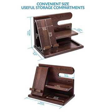 TESLYAR Wood Phone Docking Station - Elegant Organizer for Men