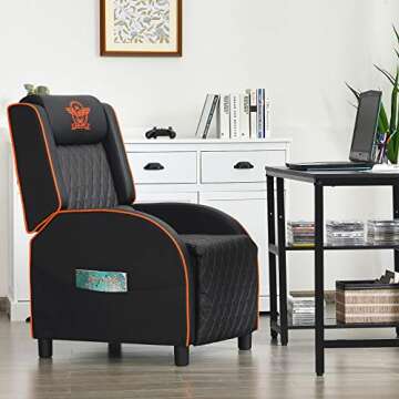 GYMAX Massage Gaming Recliner Chair, Ergonomic Racing Style Single Sofa with Adjustable Headrest, Ba...