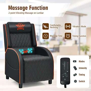 GYMAX Gaming Recliner: Massage, Ergonomic, and Cozy
