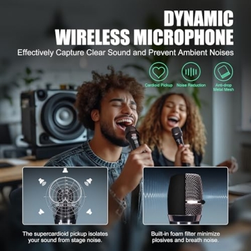 SonixForce Wireless Microphone - Karaoke Microphone for Singing - Rechargeable Cordless Microphones ...