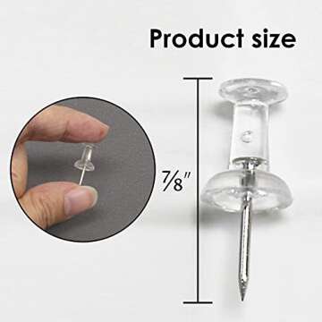 BAZIC Transparent Push Pins - Clear, 100 Per Pack (Packaging May Vary)