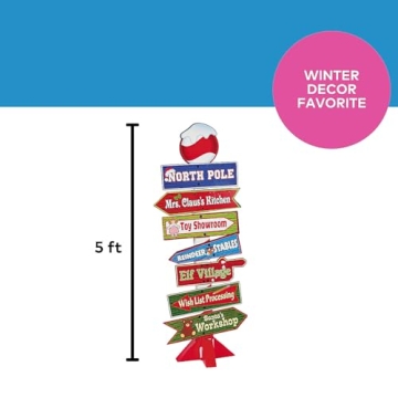 5 Ft. North Pole Directional Sign - Christmas Decor