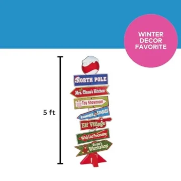 5 Ft. North Pole Directional Sign - Christmas Decor