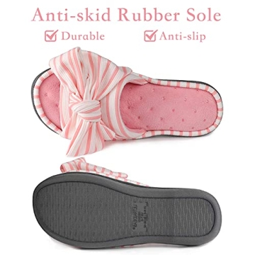 ULTRAIDEAS Women's Eurytides Slide Slippers Memory Foam House Shoes, Pink, 7-8